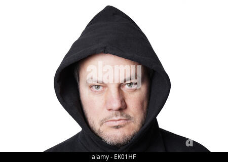 Mann trägt schwarz hoodie Stockfoto