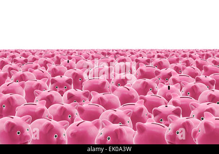 Große Gruppe von rosa Sparschweine Stockfoto