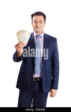 1 indische Geschäftsmann mit Geld Stockfoto