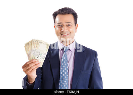 1 indische Geschäftsmann mit Geld Stockfoto