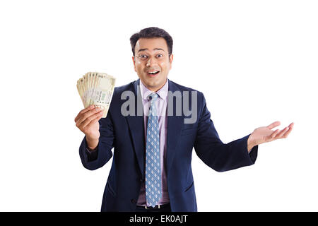 1 indische Geschäftsmann mit Geld Stockfoto