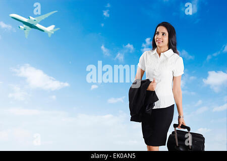 1 indische Geschäftsfrau Flughafen reisen Stockfoto