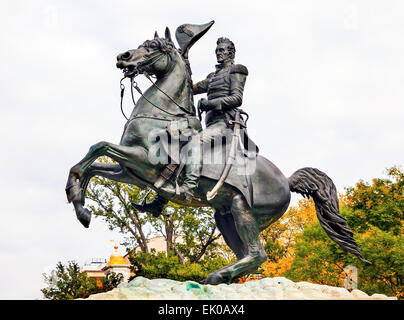 Andrew Jackson Statue Presidents Park Lafayette Square Herbst Washington DC 1850 Clark Mills Bildhauer Stockfoto