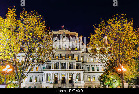 Executive Office Building Dwight Eisenhower Altbau, Vice Präsident, Nacht Washington DC Stockfoto