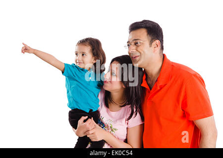 indische Eltern und Tochter zeigen Stockfoto