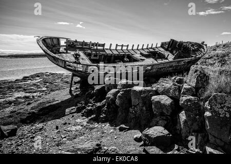 Altes Schiffswrack auf Flatey Insel in Island. Stockfoto