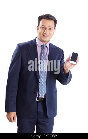 1 indische Geschäftsmann Telefon Qualität Stockfoto