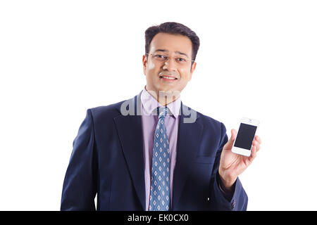 1 indische Geschäftsmann Telefon Qualität Stockfoto