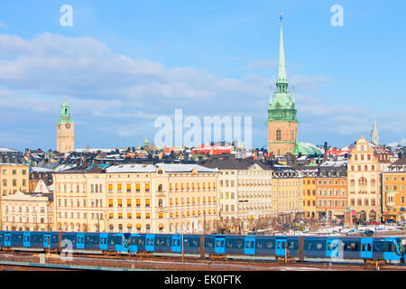 Schweden, Stockholm - U-Bahn vorbei an der Altstadt. Stockfoto