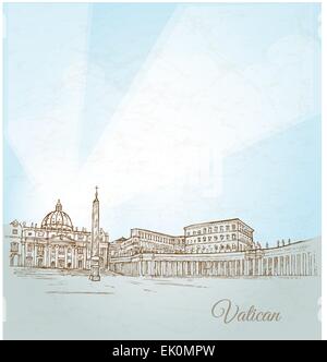 Vatikanstadt Hintergrund Hand zeichnen Stock Vektor