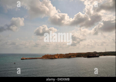 Valetta, Malta, mediterran, Blick auf Kalkara, alten, historischen, Architektur, Grand Harbour, Meer Stockfoto