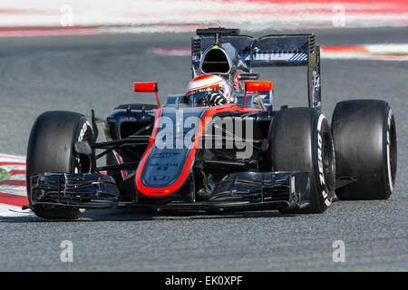 Fahrer Jenson Button. Team McLaren. Formel 1 Testtage am Circuit de Catalunya. Montmelo, Spanien. 27. Februar 2015 Stockfoto