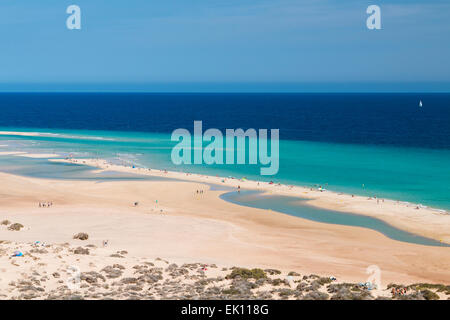 Die berühmte Lagune in Risco El Paso in Playas de Sotavento, Fuerteventura Stockfoto