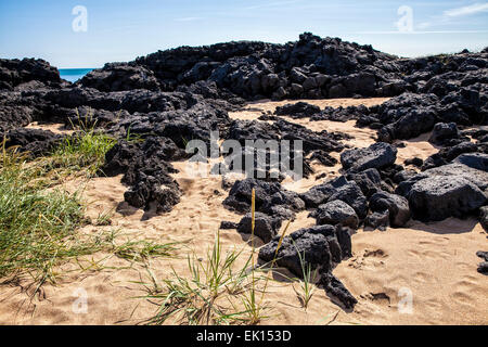 Lava-Gestein auf die Küste von Budir auf der Halbinsel Snaefellsnes Island Stockfoto