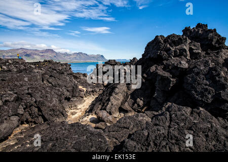 Lava-Gestein auf die Küste von Budir auf der Halbinsel Snaefellsnes Island Stockfoto