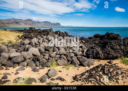 Lava-Gestein auf die Küste von Budir auf der Halbinsel Snaefellsnes Island Stockfoto