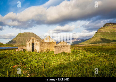 Alte verlassene Stein Bauernhaus auf der Halbinsel Snaefellsnes in Island. Stockfoto