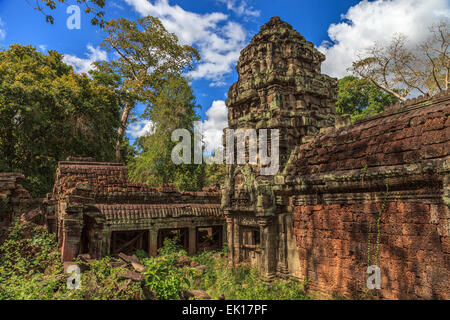 Preah Khan Tempel eingewickelt durch den Dschungel, Angkor, Kambodscha Stockfoto
