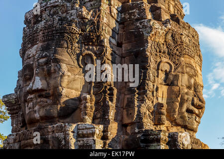 Skulptur zeigt das Gesicht der Könige, Prasat Bayon Tempel Stockfoto