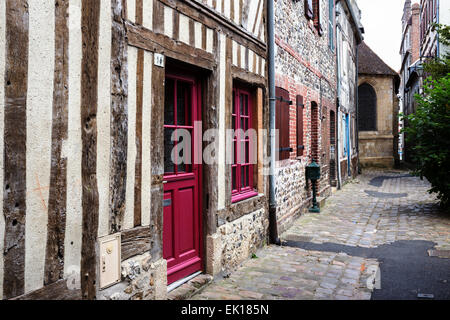 Typische halbe Fachwerkhaus Norman Häuser, Honfleur, Calvados, Normandie, Frankreich, Europa Stockfoto
