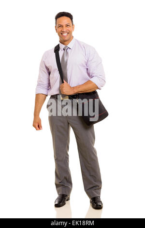 voller Länge Mitte Alter Geschäftsmann mit isolierten auf weißen Hintergrund Tasche Stockfoto