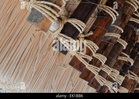 Dach-Nahaufnahme des Gassho-Zukuri Haus in den Bergen, Ainokura Dorf, Gokayama, Präfektur Toyama, Japan Stockfoto