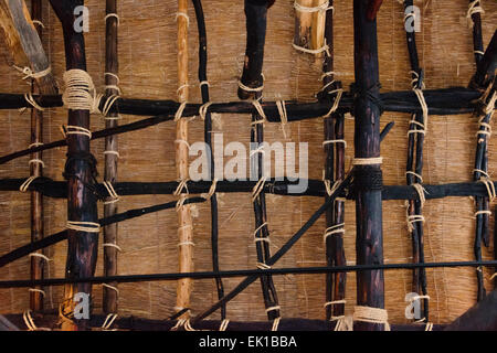 Dach-Nahaufnahme des Gassho-Zukuri Haus in den Bergen, Ainokura Dorf, Gokayama, Präfektur Toyama, Japan Stockfoto