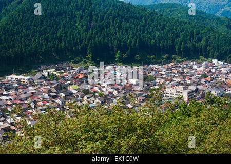 Blick auf Gujo Hachiman Stadtbild, Präfektur Gifu, Japan Stockfoto