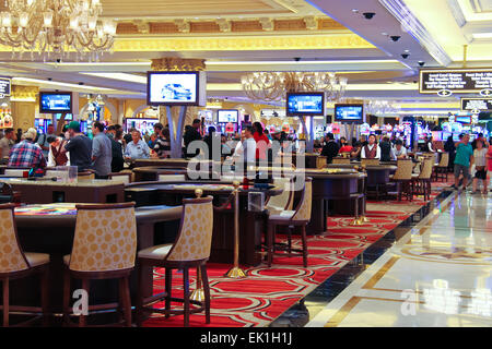LAS VEGAS, NEVADA, USA - Oktober 20: Casino im Hotel Palazzo am 20. Oktober 2013 in Las Vegas, Palazzo am 30. Dezember 2007 eröffnet. Eines der luxuriösesten Hotels in Las Vegas Stockfoto