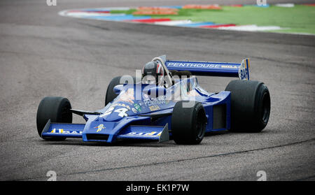 Michael Lyons Fahren eines Gurney Eagle 1974 Rennwagen während des historischen Rennsports Ostern Erweckung in Thruxton im Jahr 2015 Stockfoto