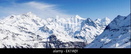 Weisshorn, Zinalrothorn und Dent Blanche in der Val d' Anniviers, Schweiz Stockfoto