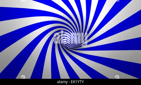 Hypnotische Spirale oder Swirl, blauen und weißen Hintergrund in 3d Stockfoto