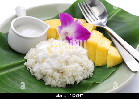 Klebreis mit Mango, Khao Niaow Ma Muang thai süß Stockfoto