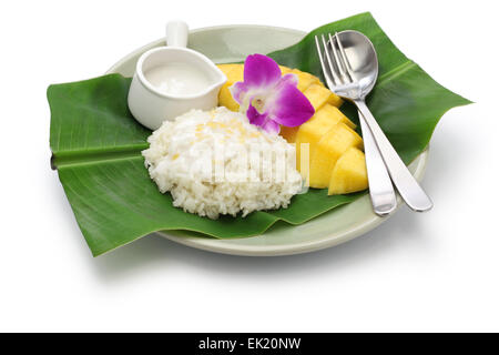 Klebreis mit Mango, Khao Niaow Ma Muang thai süß Stockfoto