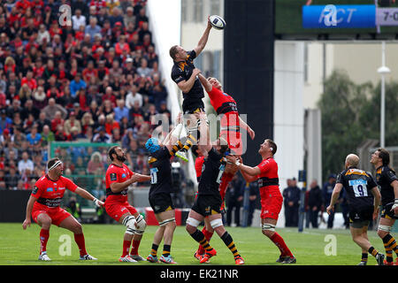 Toulon, Frankreich. 5. April 2015. Europameister Rugby. Toulon gegen Wespen. Wespen gewinnen die Line-out-Credit: Action Plus Sport/Alamy Live News Stockfoto