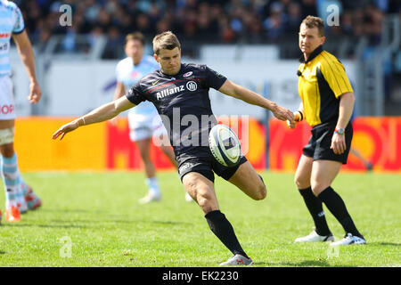 Stade Olympique Yves-du-Manoir, Paris, Frankreich. 5. April 2015. European Champions Cup Rugby. Racing Metro gegen Sarazenen. Richard Wigglesworth (Sarazenen) Credit: Aktion Plus Sport/Alamy Live-Nachrichten Stockfoto