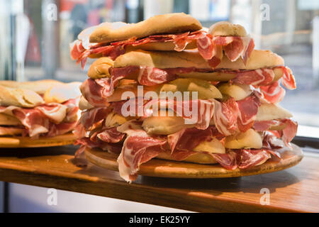 Spanischer Schinkensandwiches aus Eicheln gefüttert Schweine Stockfoto