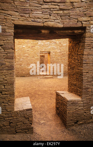 T-Tür in Pueblo Bonito, Anasazi Indianer, Chaco Kultur nationaler historischer Park, New Mexico Stockfoto