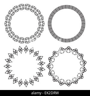 Monochromatische ethnische Runde dekorative Vektor-Illustration Stockfoto