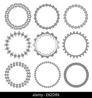 Monochromatische ethnische Runde dekorative Vektor-Illustration Stockfoto