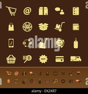 E-Commerce-farbige Icons auf braunem Hintergrund, Lager Vektor Stock Vektor