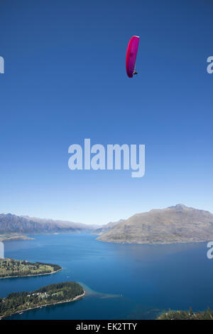 Blick auf Queenstown Form Gondelstation. Stockfoto