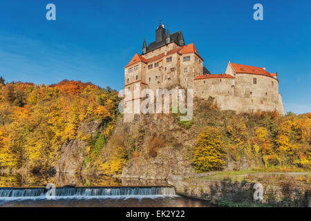 Burg Kriebstein ist ein Bergsporn Schloss und die schönsten Ritterburg in Sachsen, Deutschland, Europa Stockfoto