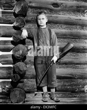 Brandon De Wilde, am Set des Films "Shane", 1953 Stockfoto