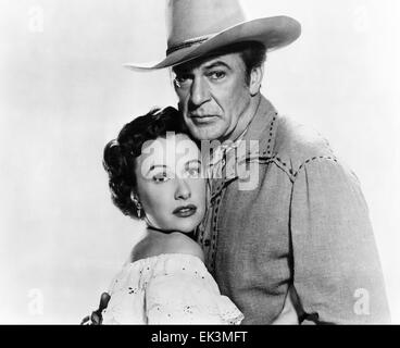 Phyllis Thaxter, Gary Cooper, am Set des Films "Springfield Gewehr", 1952 Stockfoto