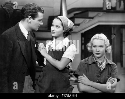 Joel McCrea, Merle Oberon, Miriam Hopkins, am Set des Films "Drei", 1936 Stockfoto