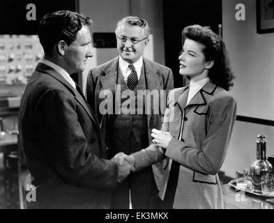 Katharine Hepburn, Spencer Tracy, Reginald Owen am Set des Films "Woman of the Year", 1942 Stockfoto