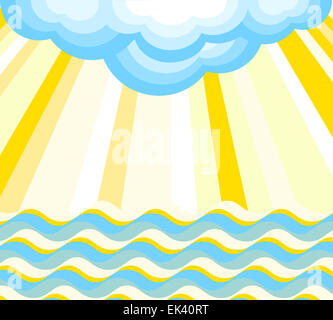 Wellen, Strahlen und Cloud. Vektor-illustration Stockfoto