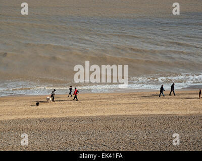 Der Strand entlang des Suffolk Coast Path, Sizewell nach Thorpe Ness und Aldeburgh Circular Walk, Suffolk, England, Vereinigtes Königreich Stockfoto