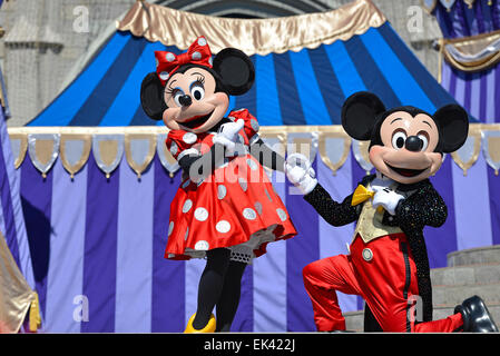 Mickey und Minnie Maus, Disney-Figuren, Disneyworld, Magic Kingdom, Orlando Florida Stockfoto